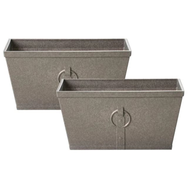 Beliani Set Of 2 Plant Pots Poria 60 Cm Grey