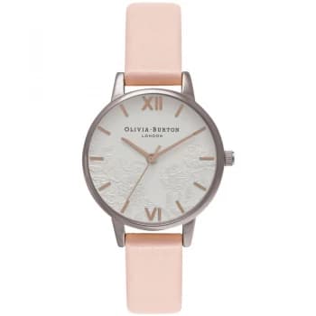 Lace Detail Silver & Dusty Pink Watch