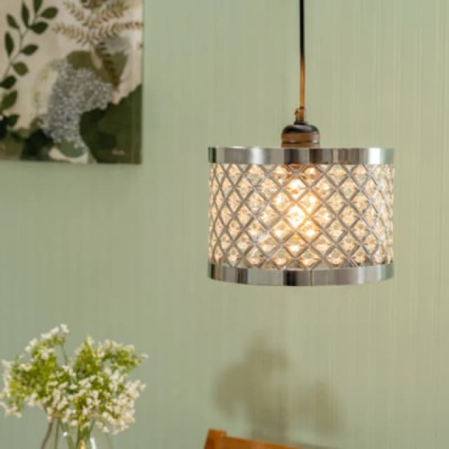 ValueLights Hadley Multi Drum Jewel Pendant Ceiling Floor Table Light Lamp Shade Silver