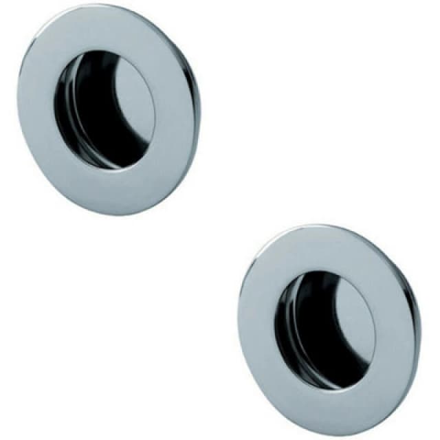 Loops 2x Circular Low Profile Recessed Flush Pull 50mm Diameter Bright Stainless Steel Metallics unisex