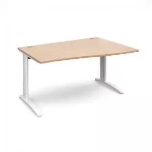 TR10 right hand wave desk 1400mm - white frame and beech top
