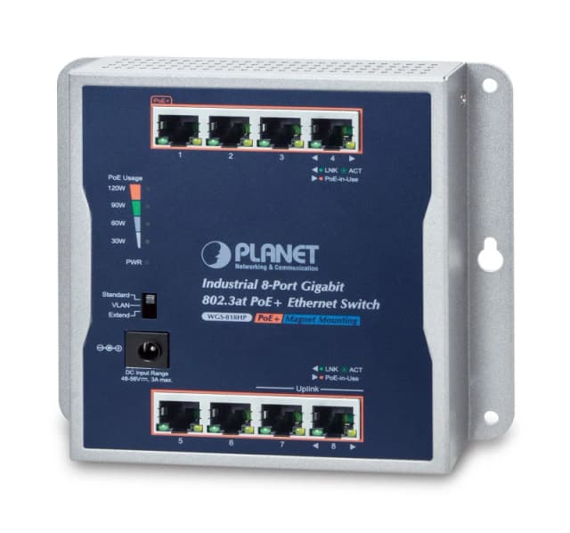 PLANET IP30 Industrial 8-Port Unmanaged Gigabit Ethernet (10/100/1000)