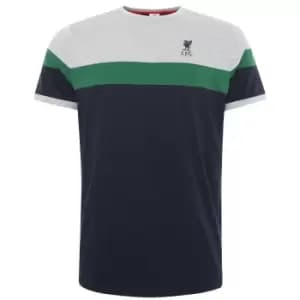 Liverpool FC Mens Panelled T-Shirt (S) (Navy/Green/Grey Marl)