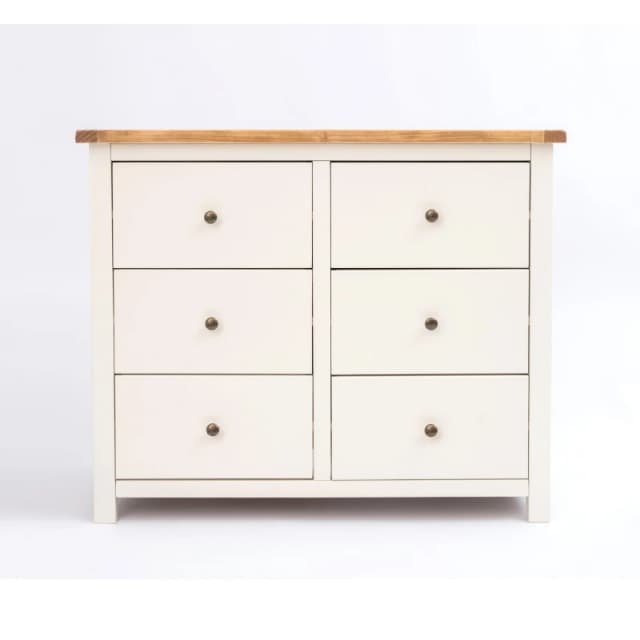 Cabinet Bits Maggiori 6 Drawer Chest of Drawers Brass Knob in Off-White Off-White Unisex