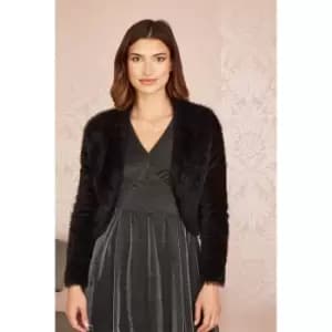 Yumi Black Eyelash Knit Bolero - Black