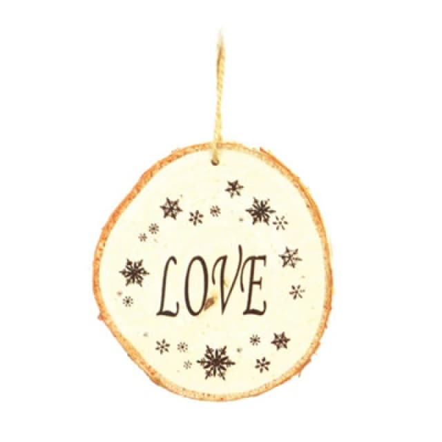 Shatchi 10cm Wooden Ornament Wording Love Christmas Tree Hanging Decorations Xmas Home Decor Gifts, Brown 15413-WOODEN-ORNAMENT-1PCS Multi