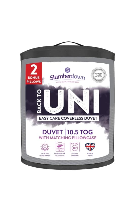 Slumberdown Slumberdown Back to Uni Embossed Waffle 10.5 Duvet, 2 Medium Pillows in Grey Size: Double Grey Double Unisex 5061016121429