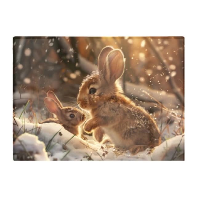 Warren Reed Designer Winter Woodland Rabbits Chopping Board