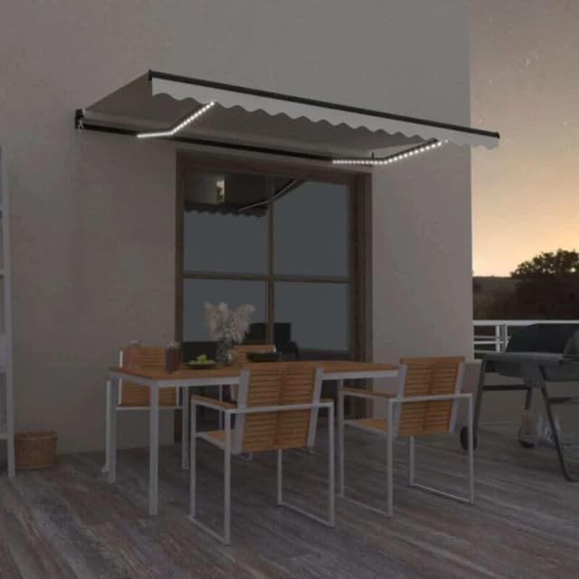 VIDAXL Manual Retractable Awning with LED 400x350cm Cream Vidaxl 8720286395066