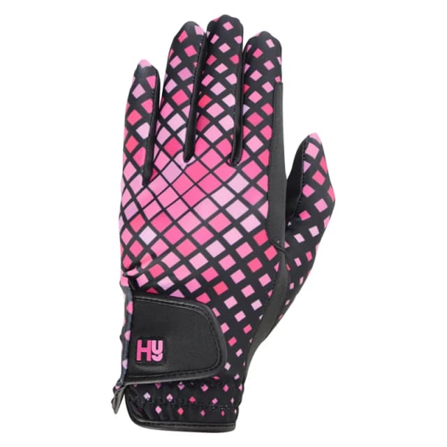 Hy5 Unisex Lightweight Printed Riding Gloves Black/light Pink/cerise (Xl)