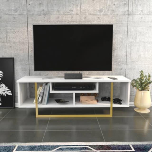 Decorotika Astona TV Stand TV Unit For Tvs Up To 55" White And Gold