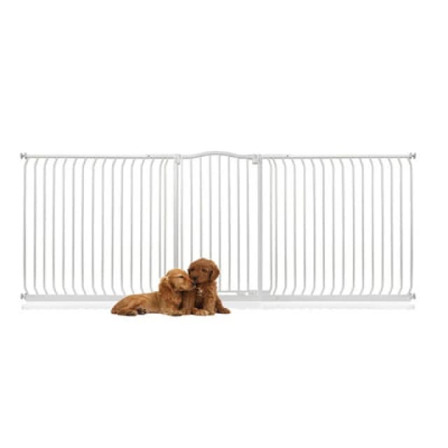 Bettacare Extra Tall Curved Top Dog Gate, 271Cm - 280Cm, Matt White, Extra Tall 100Cm In Height, Pressure Fit Pet Gate