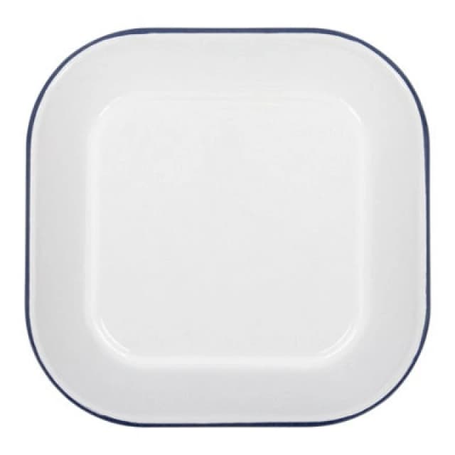 Argon Tableware White Square Enamel Baking Tray - 24.5Cm X 24.5Cm - Blue