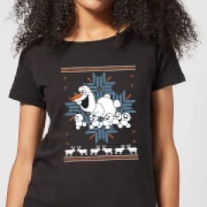 Disney Frozen Olaf and Snowmen Womens Christmas T-Shirt - Black - 3XL