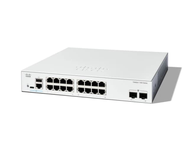 Cisco Cisco Catalyst 1300-16T-2G Managed Switch, 16 Port GE, 2x1GE SFP, Limited Lifetime Protection (C1300-16T-2G) C1300-16T-2G