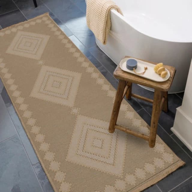 Livabliss Cottage Tan/light Beige Machine Washable Jute Keyuri Runner Rug 79 X 220 Cm - Easy Care, Ideal For Hallway Or Beside The Bed