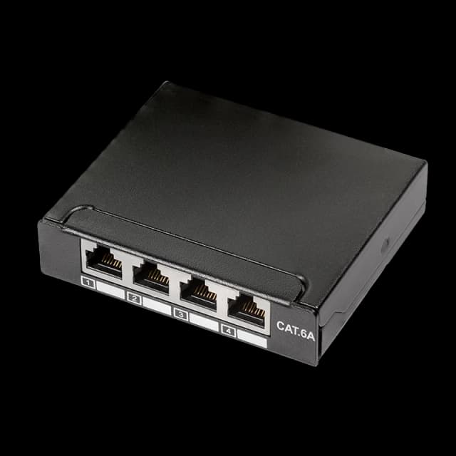 LogiLink Cat.6A Patch Panel 4-Port mini desktop. shielded. black