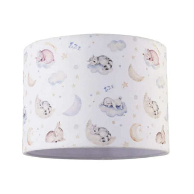 Happy Homewares Fun And Cosy Baby Velvet Lamp Shade With Stars Clouds And Animals