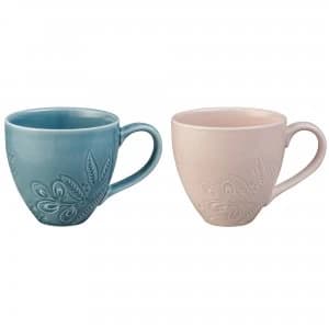 Monsoon Gather Set Of 2 Mugs BluePink