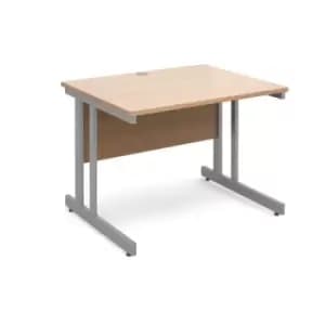 Office Desk Rectangular Desk 1000mm Beech Tops With Silver Frames 800mm Depth Momento