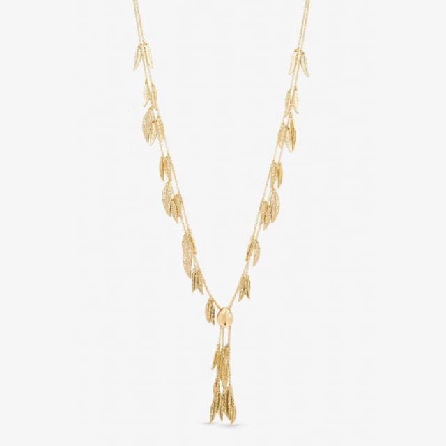 Mood Gold Plated Leaf Y Necklace Chain Necklaces One Size Gold 40285110000