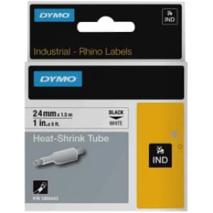 Dymo 1805443 Black On White Heat Shrink Tubing (24mm x 1.5m)