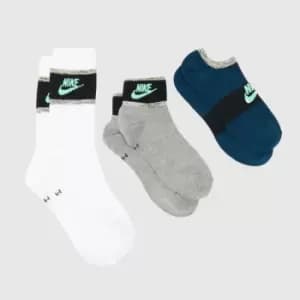 Nike U Nbb Everyday Plus Cushioned Crew Socks 3 Pairs, Multi-Color, size: M, Unisex, Socks, DQ9166-902