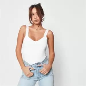 Missguided Contrast Rib Knit Bodysuit - White