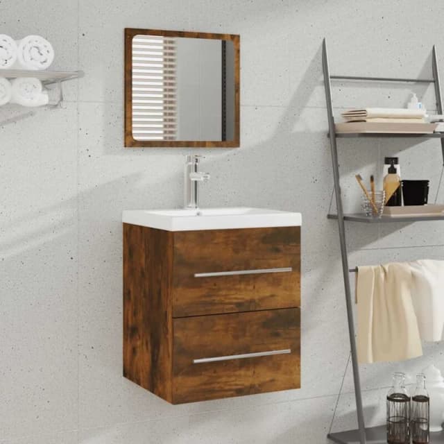 Vidaxl Bathroom Cabinet With Mirror Smoked Oak 41X38.5X48cm Engineered Wood, Brown 820469