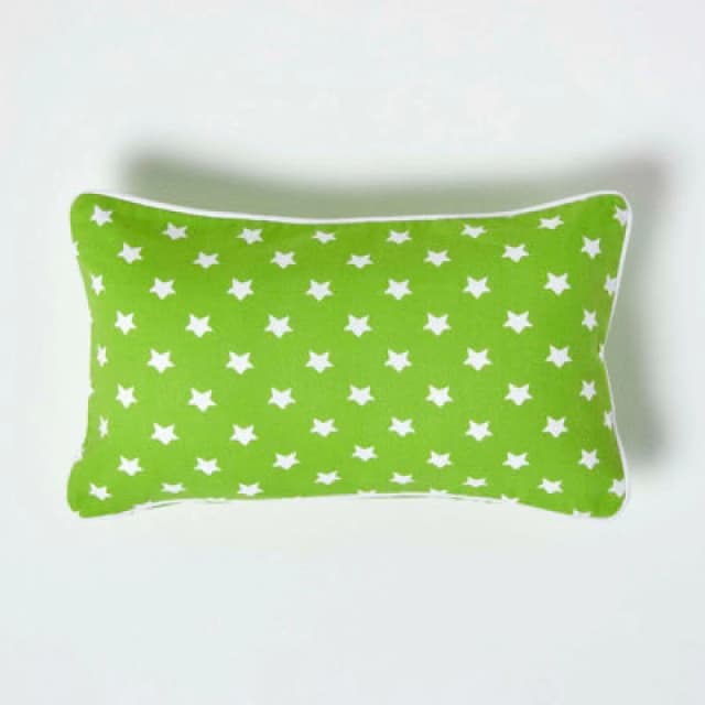 Homescapes Cotton Green Stars Cushion Cover, 30 X 50 Cm