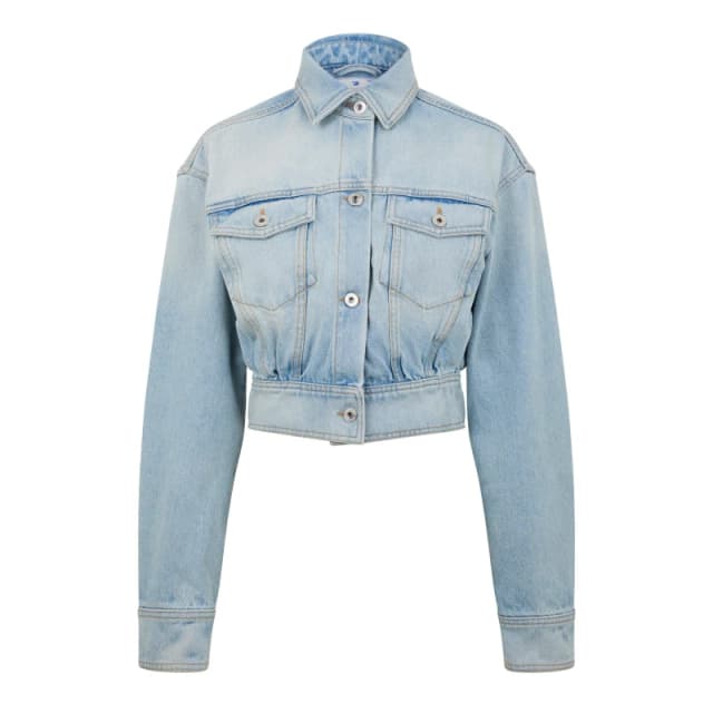 Off White Womens Baby Baggy Oversized Denim Jacket Light Blue female 4 (3XS)