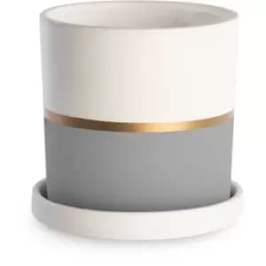 Maison&white - Ceramic Plant Pot with Saucer M&W - Multi-Coloured