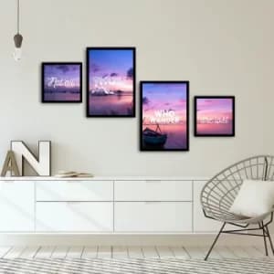 4PSCT-15 Multicolor Decorative Framed MDF Painting (4 Pieces)