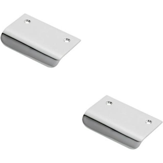 Loops 2x Semi Concealed Cabinet Finger Pull Handle 52mm Fixing Centres Polished Chrome Multi unisex