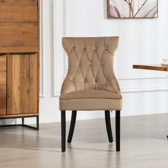 Artemis Home Genola Velvet Fabric Dining Chairs - Set of 2 in Brown Size: 2 Pack Brown Unisex 2 Pack