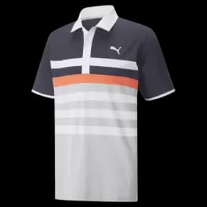 Puma 2022 MATTR One Way Polo - Navy Blazer/Hot Coral - L