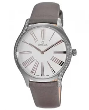 Omega De Ville Tresor Silver Dial Grey Fabric Womens Watch 428.17.39.60.02.001 428.17.39.60.02.001