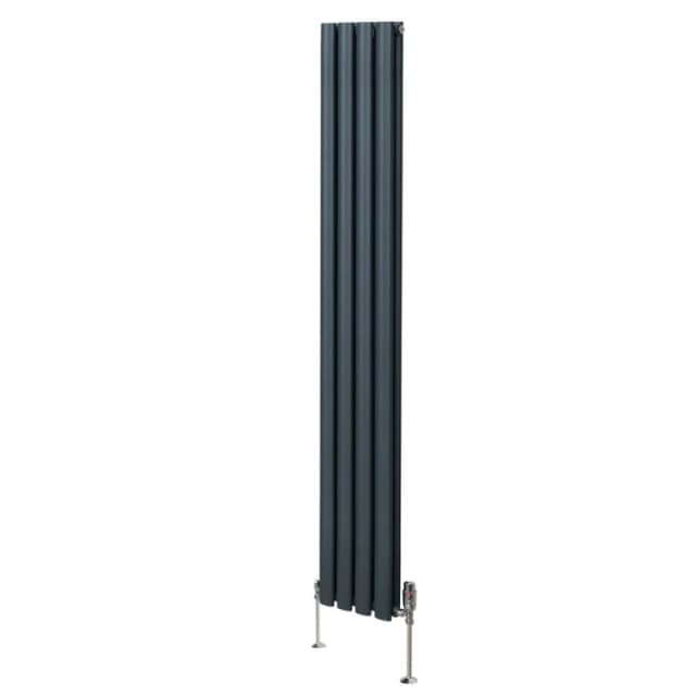 Monstershop Oval Column Radiator & Valves - 1800Mm X 240Mm - Anthracite Grey 10756