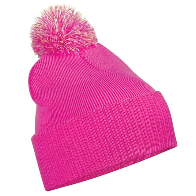 Beechfield Snowstar Duo Winter Beanie Hat in Fuchsia Fuchsia Unisex One Size
