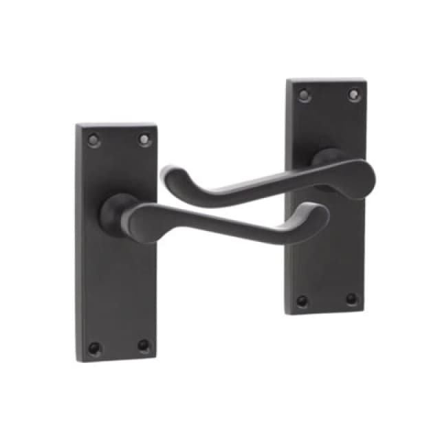 Spira Brass Victorian Scroll Latch Lever Handle 115mm Matt Black