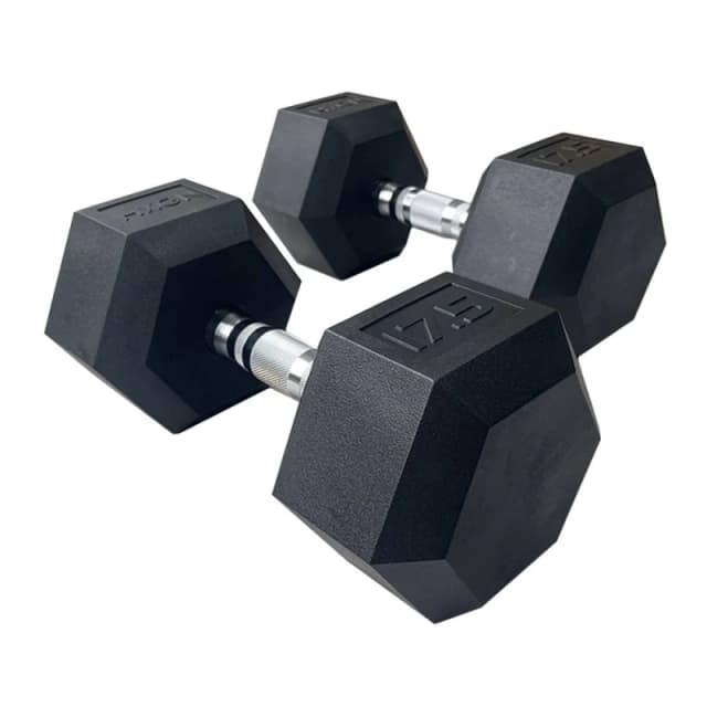 HXGN 2 x 17.5kg Pro Hex Dumbbells (Pair) in Black Unisex 17.5kg