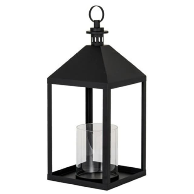 Hill Interiors Astra Large Lantern With Glass Candle Holder - L25 X W25 X H61cm - Black