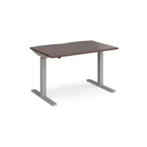 Height Adjustable Desk Rectangular Desk 1200mm Walnut Tops With Silver Frames 800mm Depth Elev8 Mono