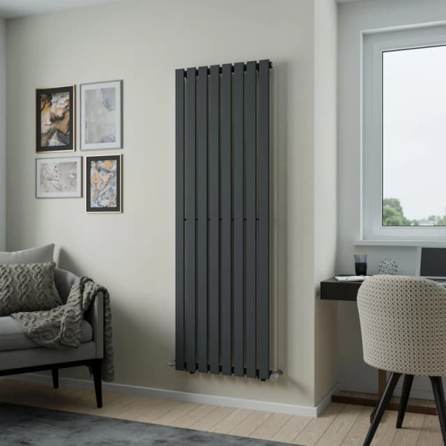 Agadon Lola Designer Panel Radiator in Dark Grey Size: 1800mm x 372mm Dark Grey Unisex 1800mm x 372mm
