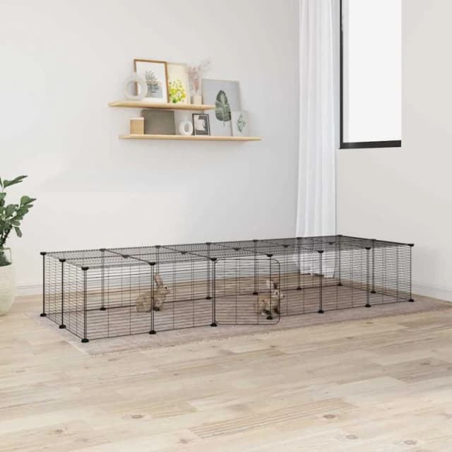 VIDAXL 28-Panel Pet Cage with Door Black 35x35cm Steel Vidaxl 8720287190929