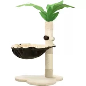 68cm Cat Tower Palm Tree Shaped Cat Tree w/ Hammock - Beige - Beige - Pawhut