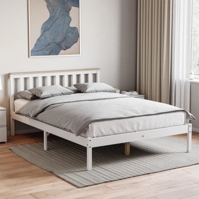 Lassic Vida Designs Milan Double Wooden Bed, Low Foot White & Pine unisex Double