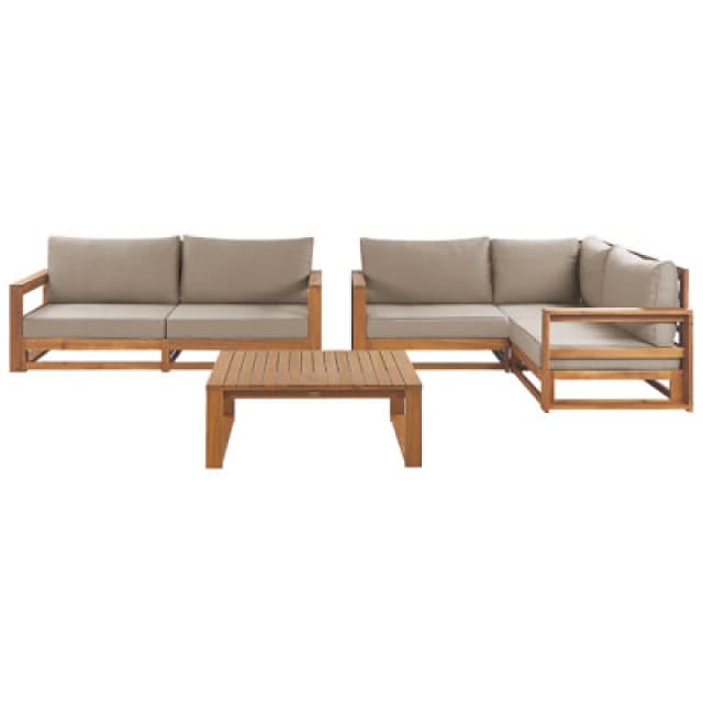 Beliani Garden Lounge Set With Table 4 Seater Timor Modular Certified Acacia Wood Light Brown