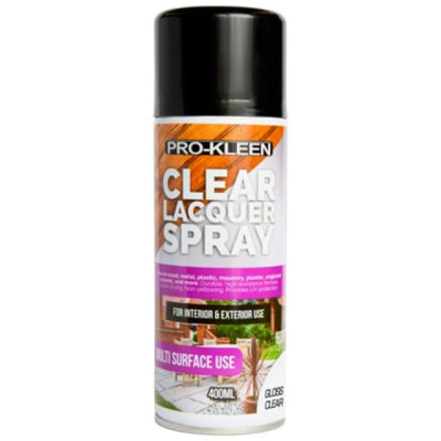 ProKleen Clear Lacquer Spray Protects & Seals Multi Surface Use Gloss 1 x 400ml Clear