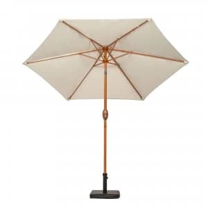 Ivory 2.5m Wood look Crank and Tilt Parasol